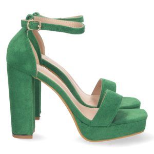 Sandalias de fiesta tacón alto y plataforma mujer verdes