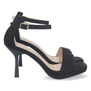 Sandalias de tacon fino para fiesta mujer color negro