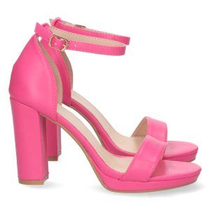 Sandalias de fiesta tacón alto mujer fucsia pala fina