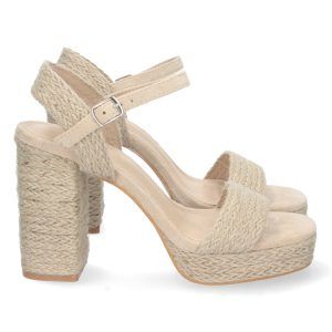 Sandalias de tacón alto y plataforma mujer Beige