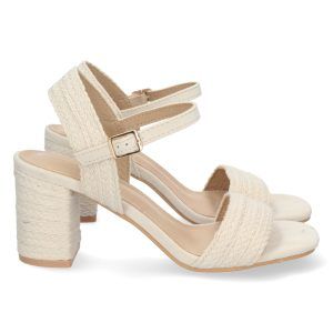 Sandalias de tacón mujer Forrada en Yute color Beige