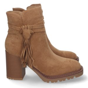 Botín mujer con flecos color Camel