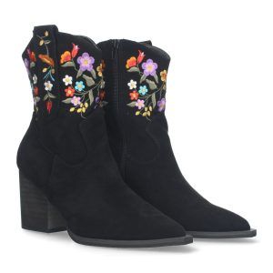 Botines Buonarotti cómodo estampado de flores Negras
