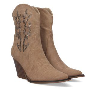 Botines cowboy mujer apricot diseño piedras