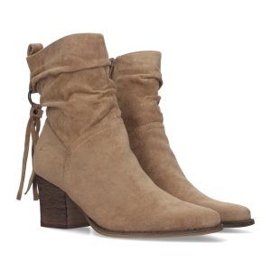 Botín de tacón caña arrugada Apricot