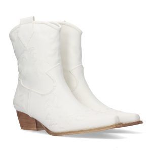 Botin de tacon bajo bordado Blanco