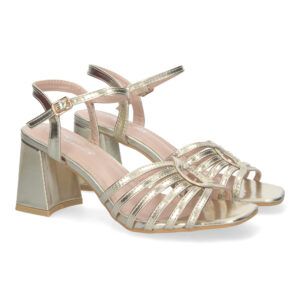 Sandalias de mujer elegantes con tacón ancho Oro