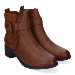 Botines de tacón combinados en antelina con tira anudada