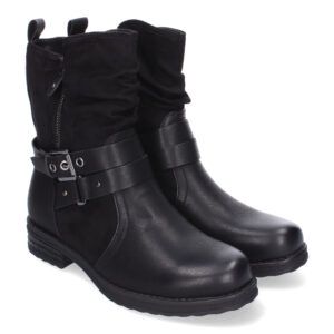 Botines con tacón bajo, doble cinta decorativa en tobillo