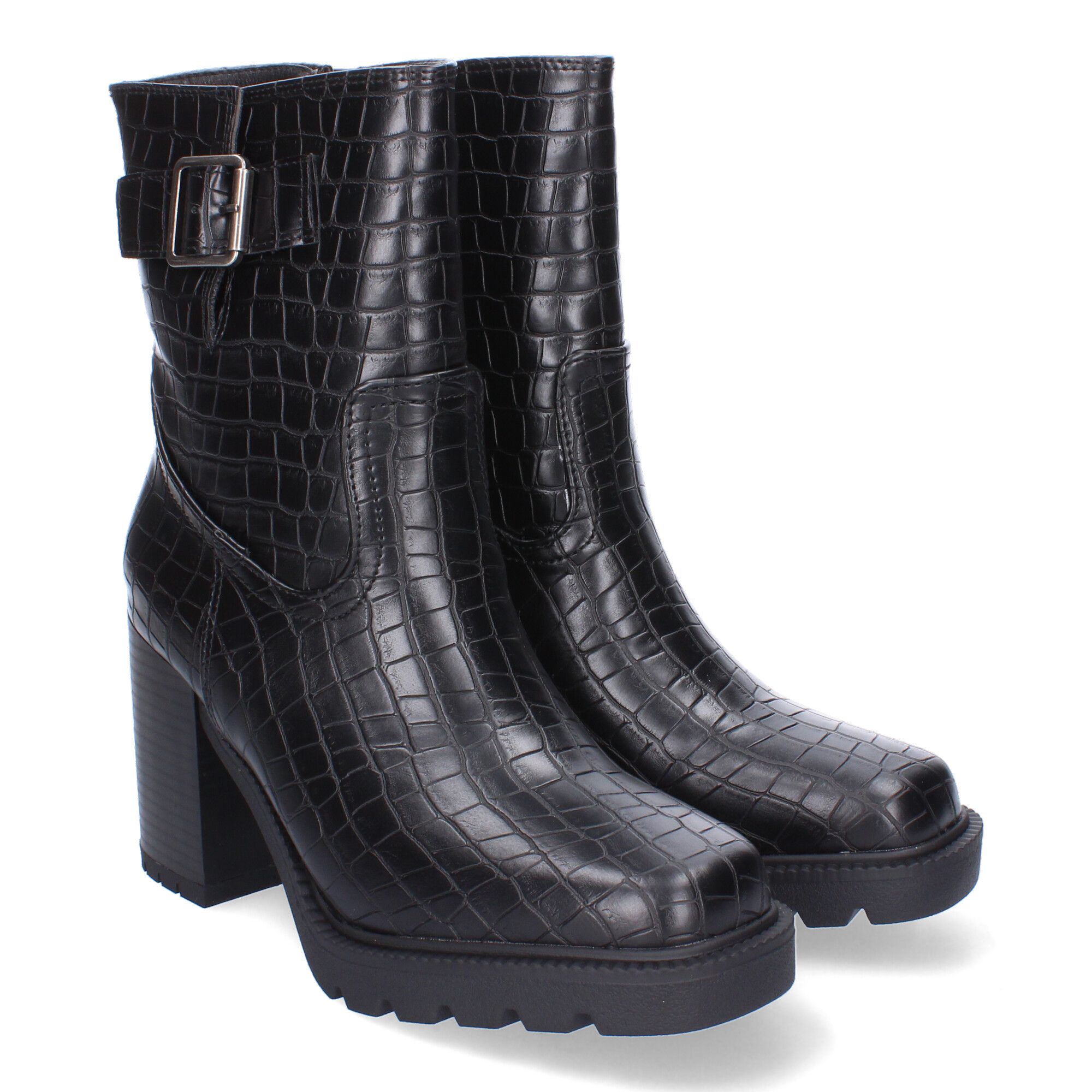 Botines de material grabado Negras