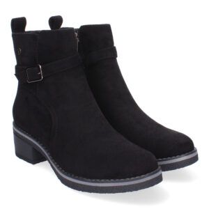 Botines de antelina con hebilla en tobillo decorativa
