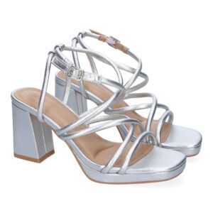 Sandalia de Tacon para Mujer, Comoda, con Tiras en el Empeine, y Cierre de Hebilla