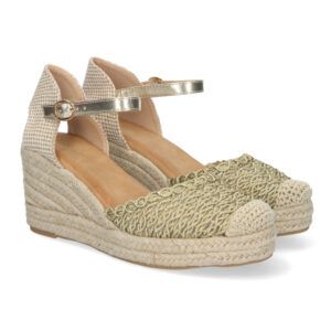 Sandalia de Cuña para Mujer, Forrado de Yute, Pala Trenzada