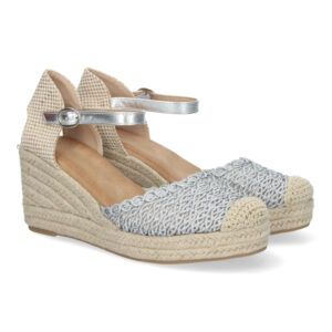 Sandalia de Cuña para Mujer, Forrado de Yute, Pala Trenzada