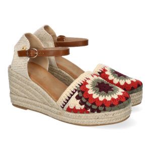 Sandalias de Cuña para Mujer con Diseño de Flores, Adornos Bordados