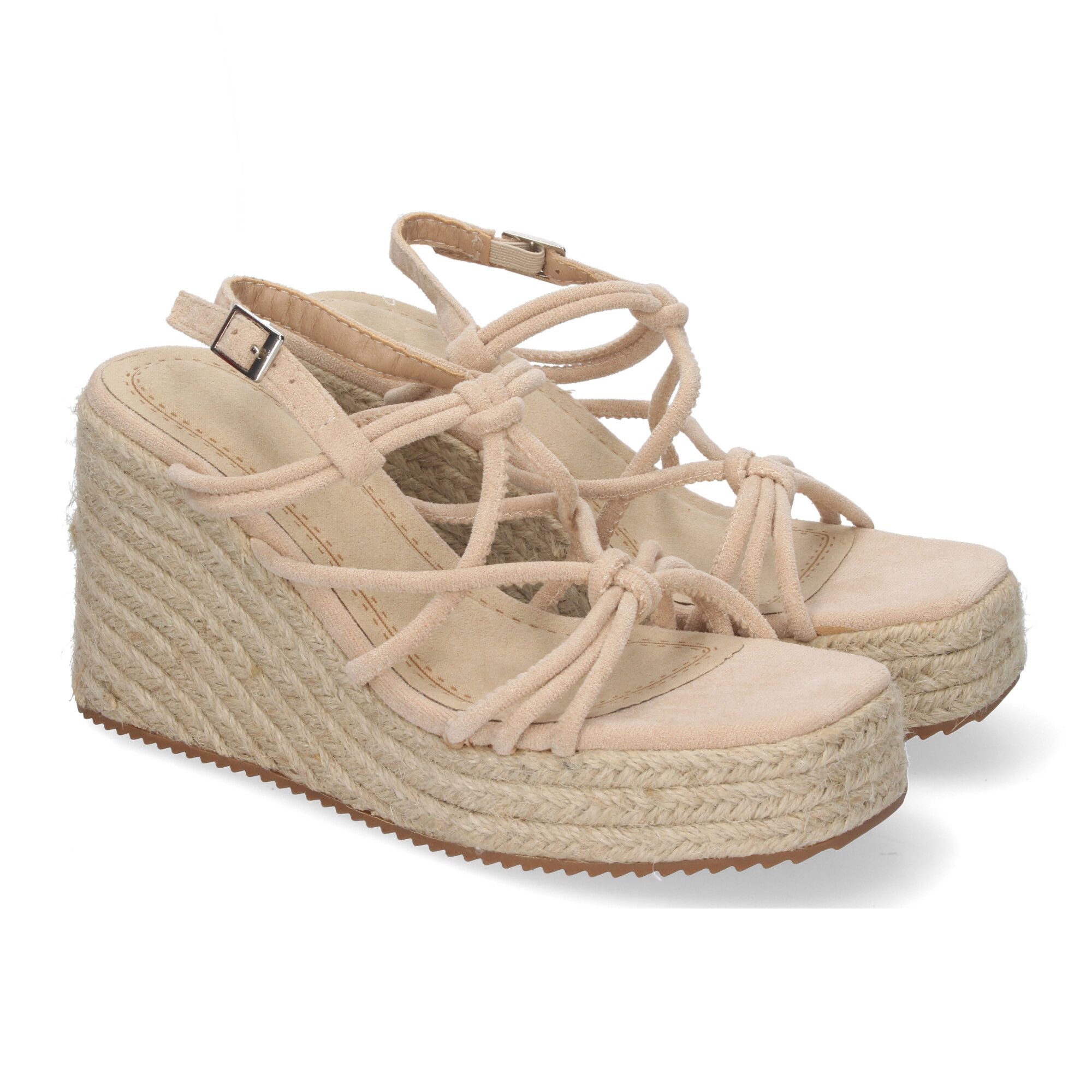 Sandalia de mujer con cuña Sandalias de Cuña de Yute, para Mujer con Adornos Cruzados