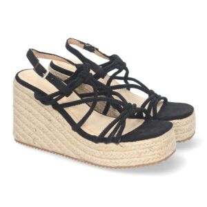 Sandalia de mujer con cuña Sandalias de Cuña de Yute, para Mujer con Adornos Cruzados