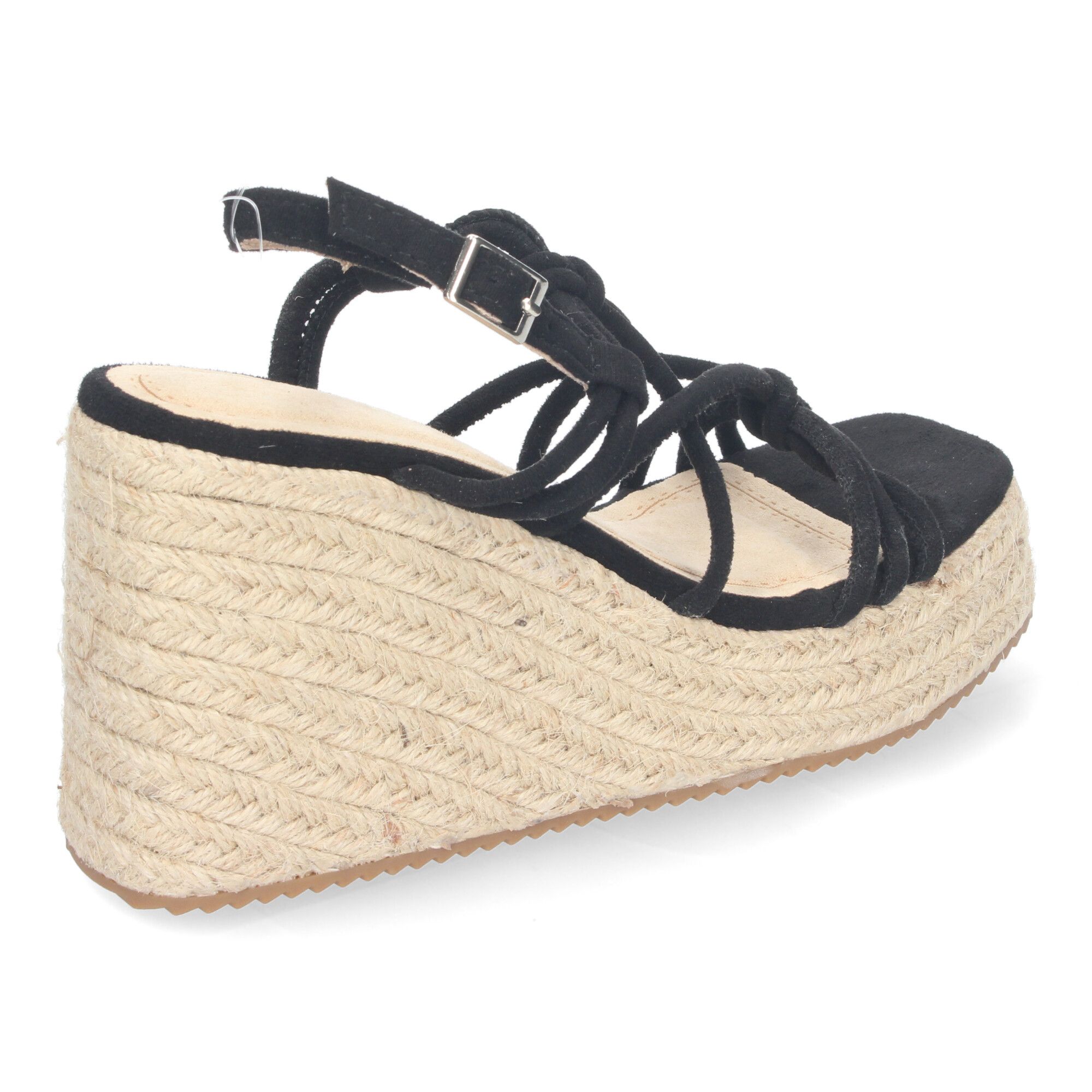 Sandalia de mujer con cuña Sandalias de Cuña de Yute, para Mujer con Adornos Cruzados - Imagen 4