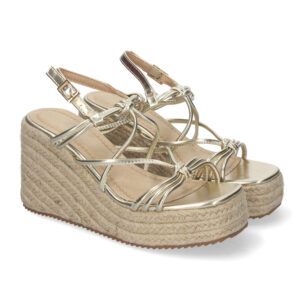 Sandalia de mujer con cuña Sandalias de Cuña de Yute, para Mujer con Adornos Cruzados