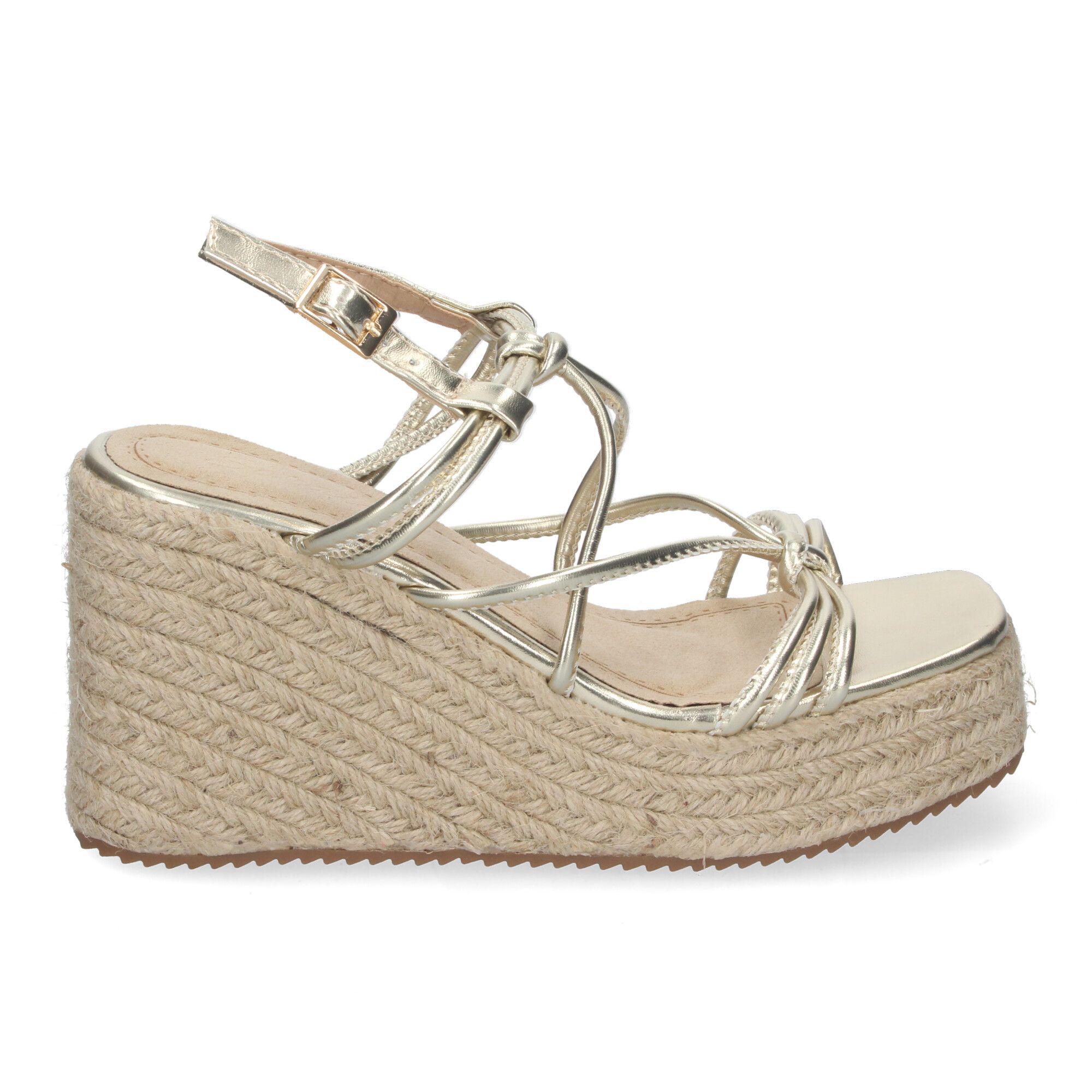 Sandalia de mujer con cuña Sandalias de Cuña de Yute, para Mujer con Adornos Cruzados - Imagen 2