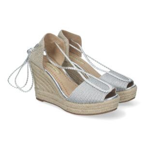 Sandalias de Cuña de Yute para Mujer con Cierre de Cordones