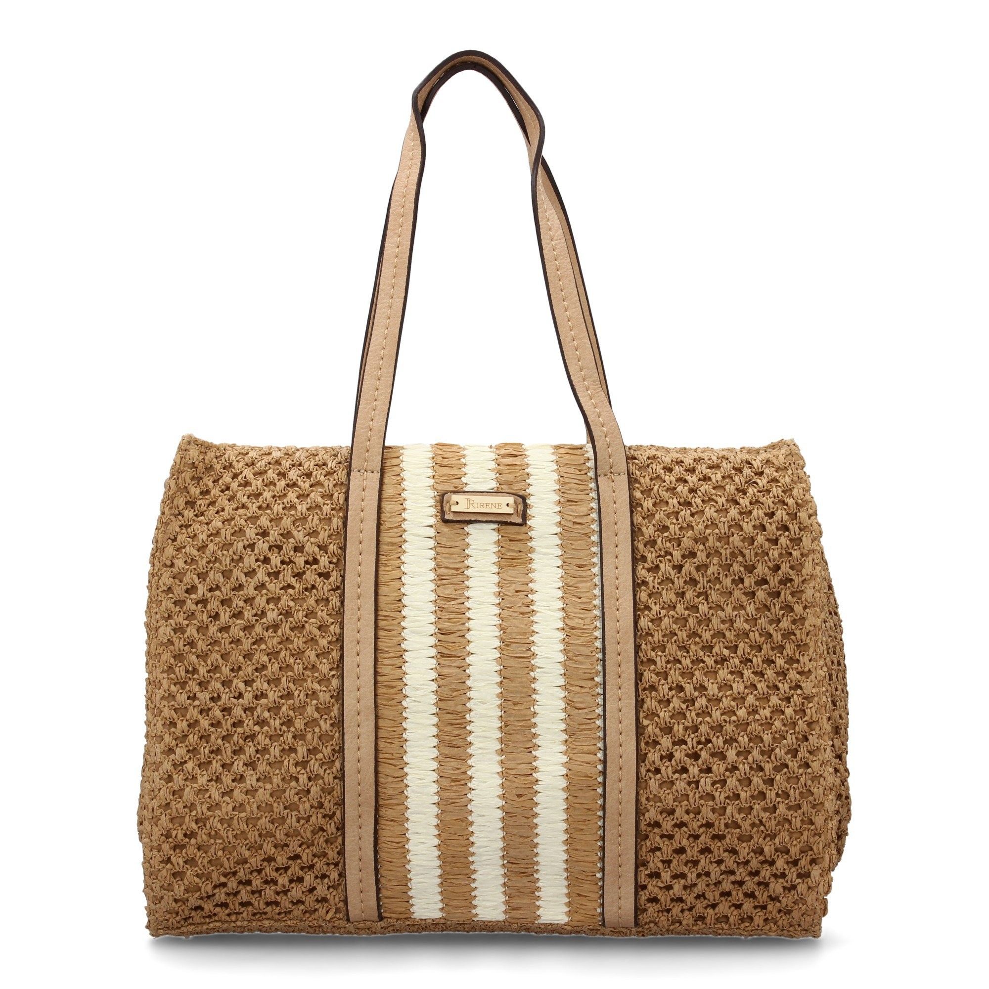 Bolso de hombro para mujer de rafia, diseño moderno con adornos, cómodo