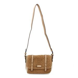 Bandolera de rafia para mujer, diseño moderno y cómodo-Kaki