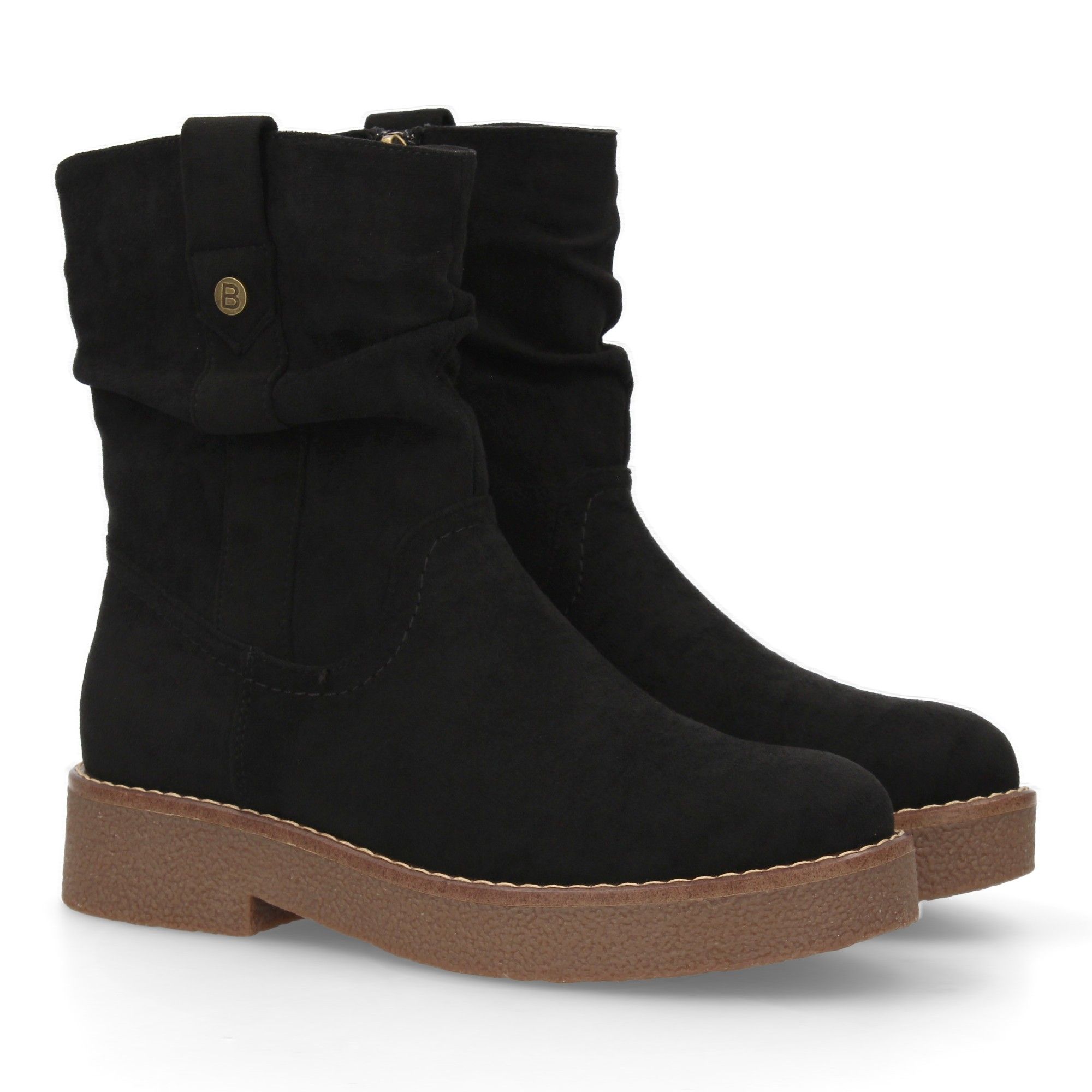 Botines planos para Mujer, cómodos y elegantes, diseño moderno con caña arrugada