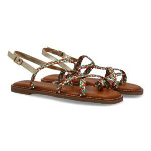 Sandalias planas de mujer, elegantes y comodas, diseño trenzado con cierre de hebilla ajustables