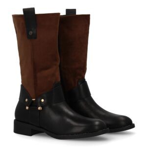 Bota plana mujer diseño doble tono
