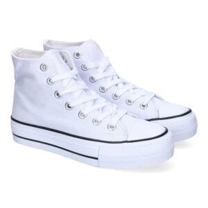 Zapatilla deportivaZapatilla Abotinada de Mujer, Comoda, con Material de Lona, Estilo Bamba