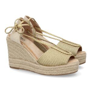 Sandalia de cuña de yute para mujer, comodas y elegantes, diseño moderno con cierre de cordones