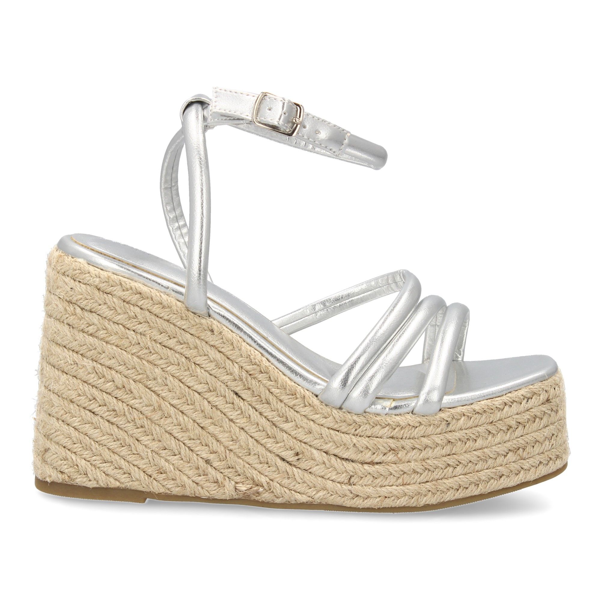 Sandalia de cuña de yute para mujer, diseño comodo y elegante con tiras cruzadas en la pala - Imagen 2