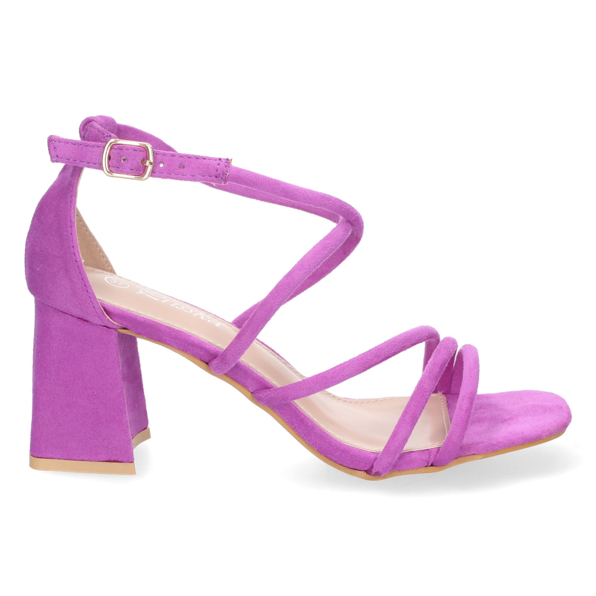 Sandalia de tacón para mujer cómoda con tiras finas cruzadas-Lila - Imagen 2