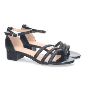 Sandalia tacón bajo para mujer color Negro