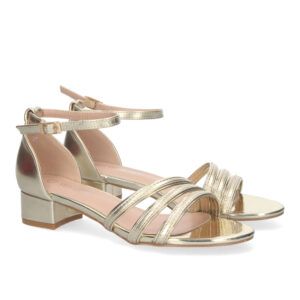 Sandalia tacón bajo para mujer color Oro