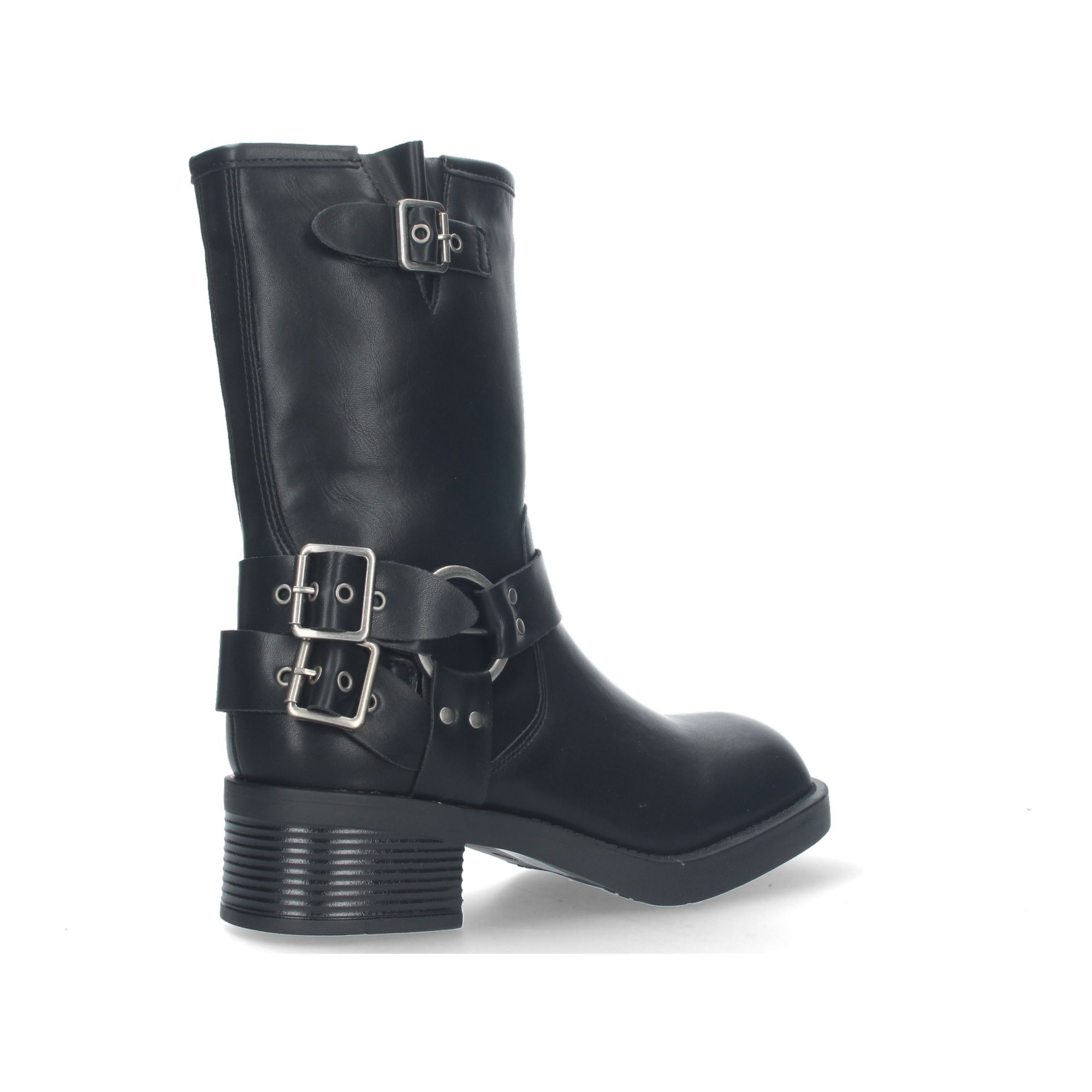 Botas moteras tacón bajo hebillas mujer color Negras - Imagen 4