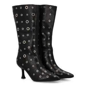 Bota de tacon mujer con ojales metálicos