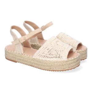 Sandalia de Plataforma para Mujer, Comoda, Forrada de Yute, Pala Abierta y Entrelazada