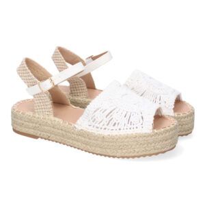 Sandalia de Plataforma para Mujer, Comoda, Forrada de Yute, Pala Abierta y Entrelazada