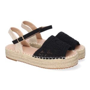 Sandalia de Plataforma para Mujer, Comoda, Forrada de Yute, Pala Abierta y Entrelazada