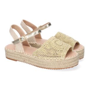 Sandalia de Plataforma para Mujer, Comoda, Forrada de Yute, Pala Abierta y Entrelazada