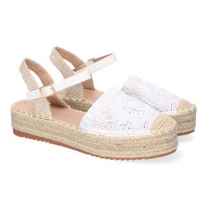 Sandalia de Plataforma para Mujer, Comoda, Forrada de Yute, Pala Cerrada y Entrelazada