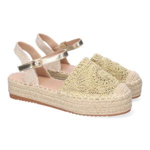 Sandalia de Plataforma para Mujer, Comoda, Forrada de Yute, Pala Cerrada y Entrelazada