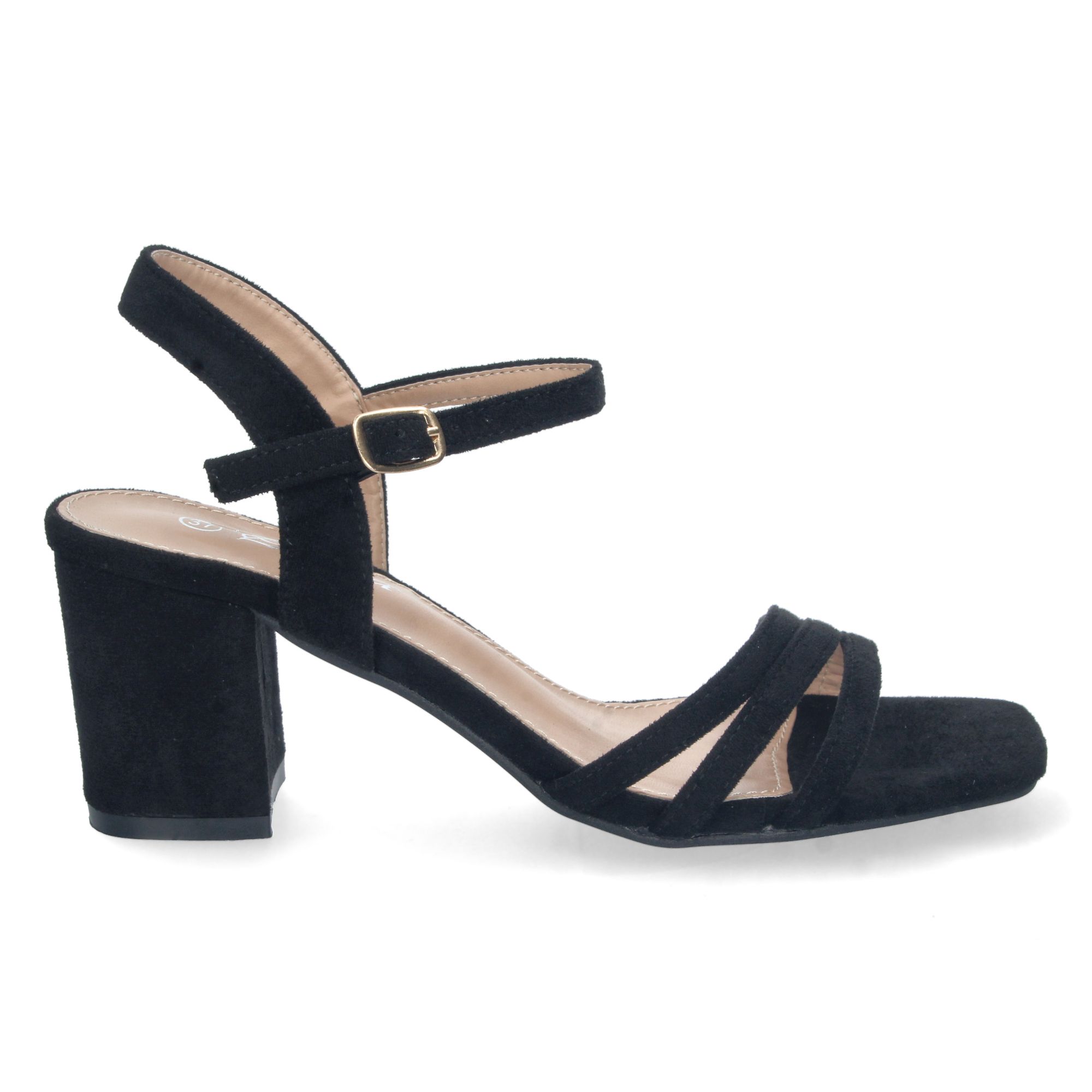 Sandalias de tacón bajo elegantes mujer color negro - Imagen 2