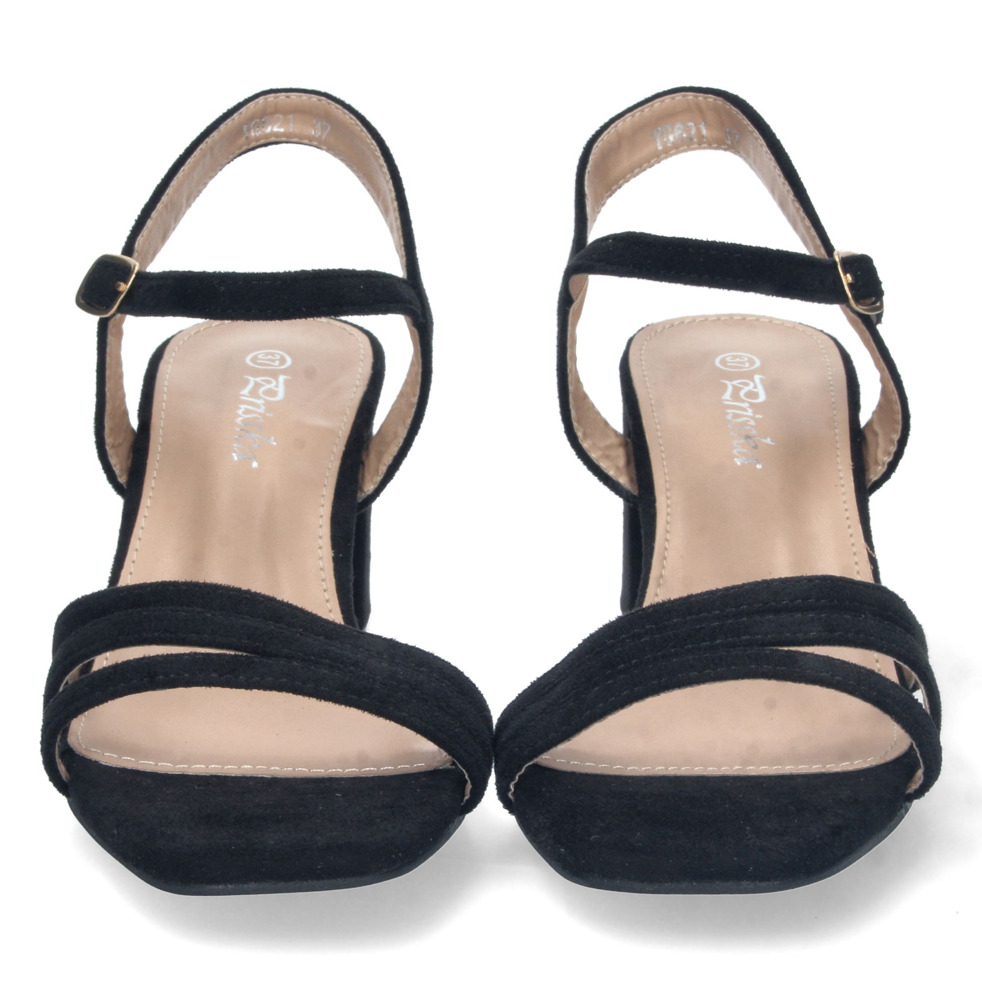 Sandalias de tacón bajo elegantes mujer color negro - Imagen 3