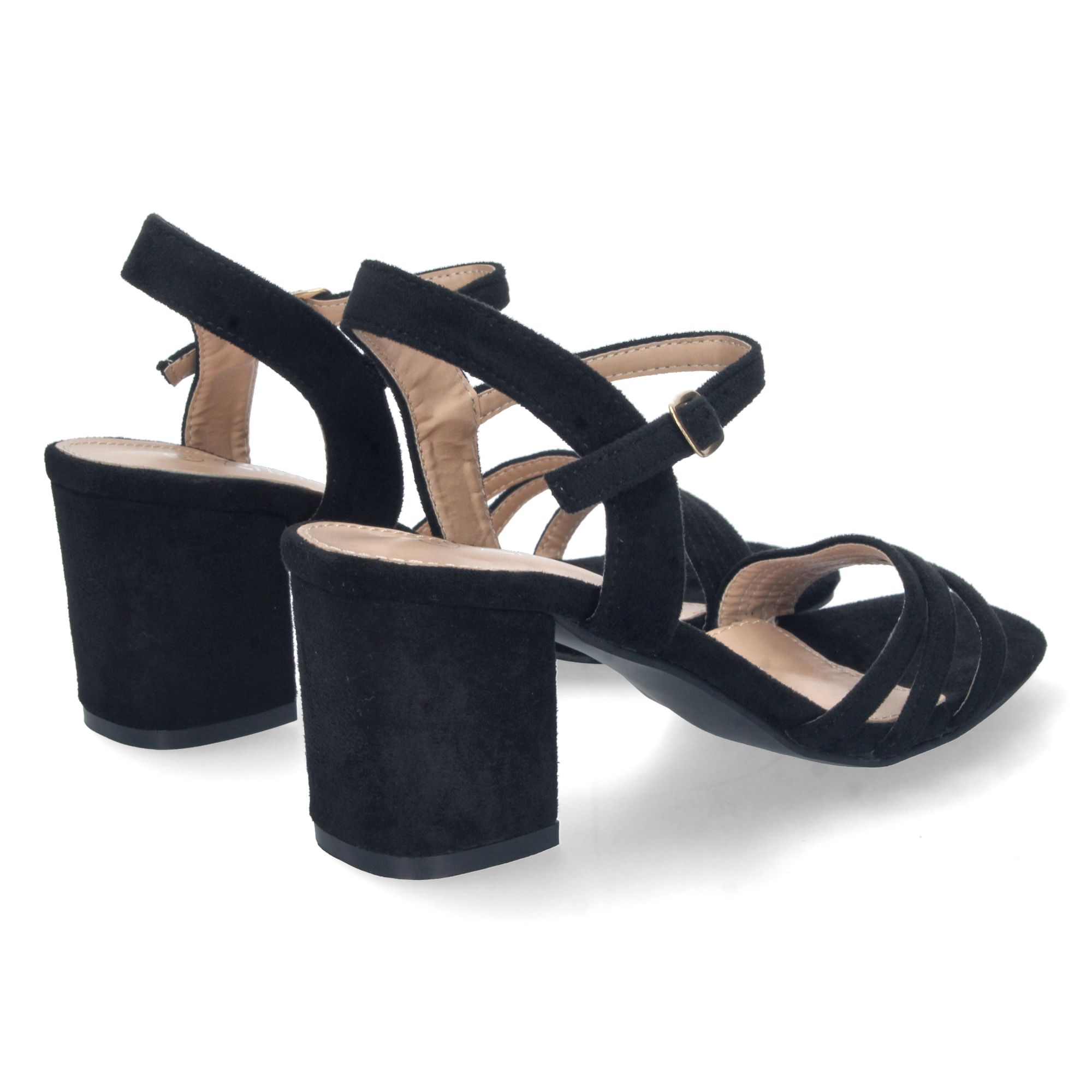 Sandalias de tacón bajo elegantes mujer color negro - Imagen 4