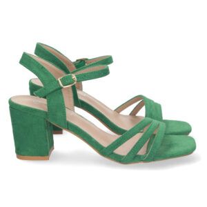 Sandalias de tacón bajo elegantes mujer color verde