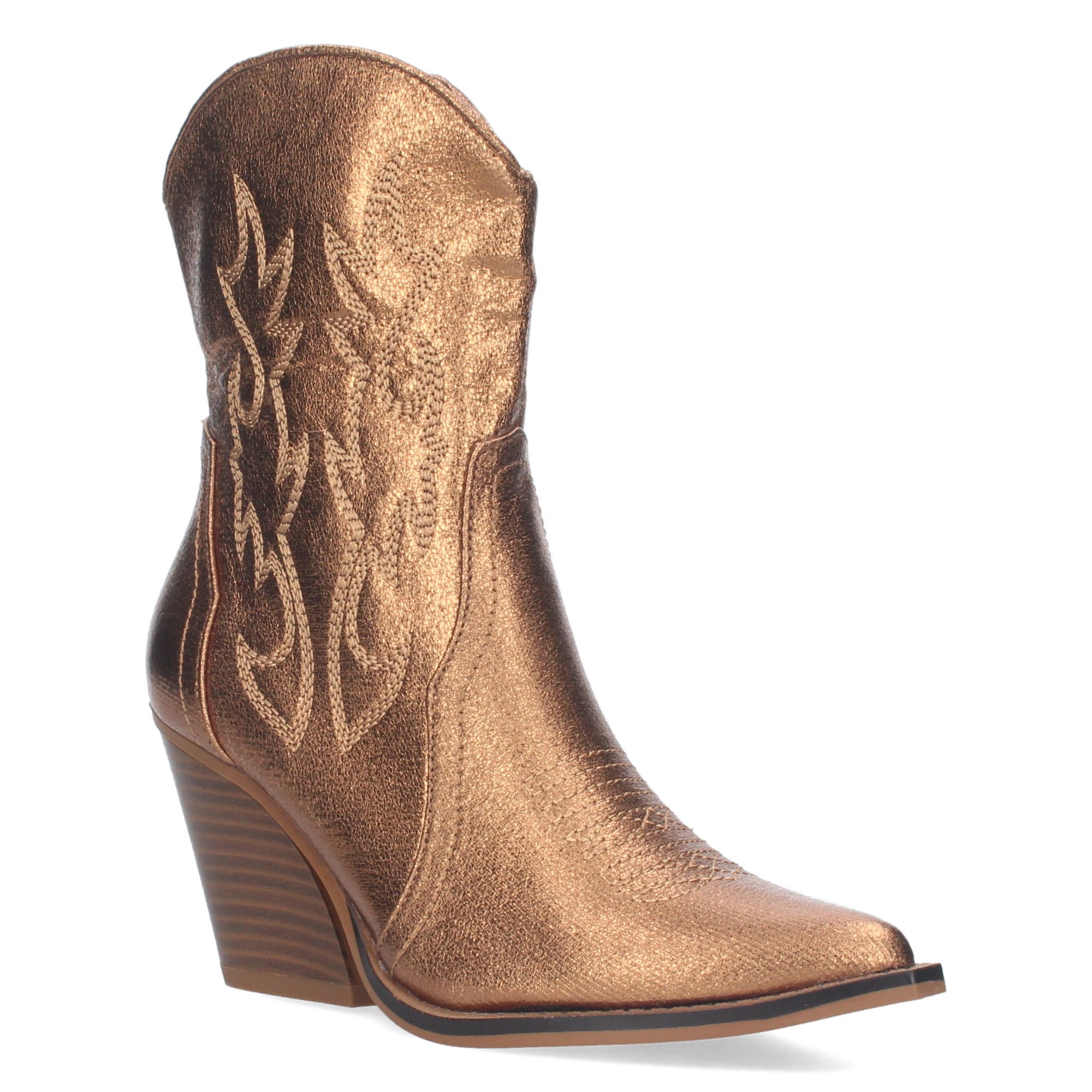 Botines cowboy mujer bronce detalle bordado - Imagen 3