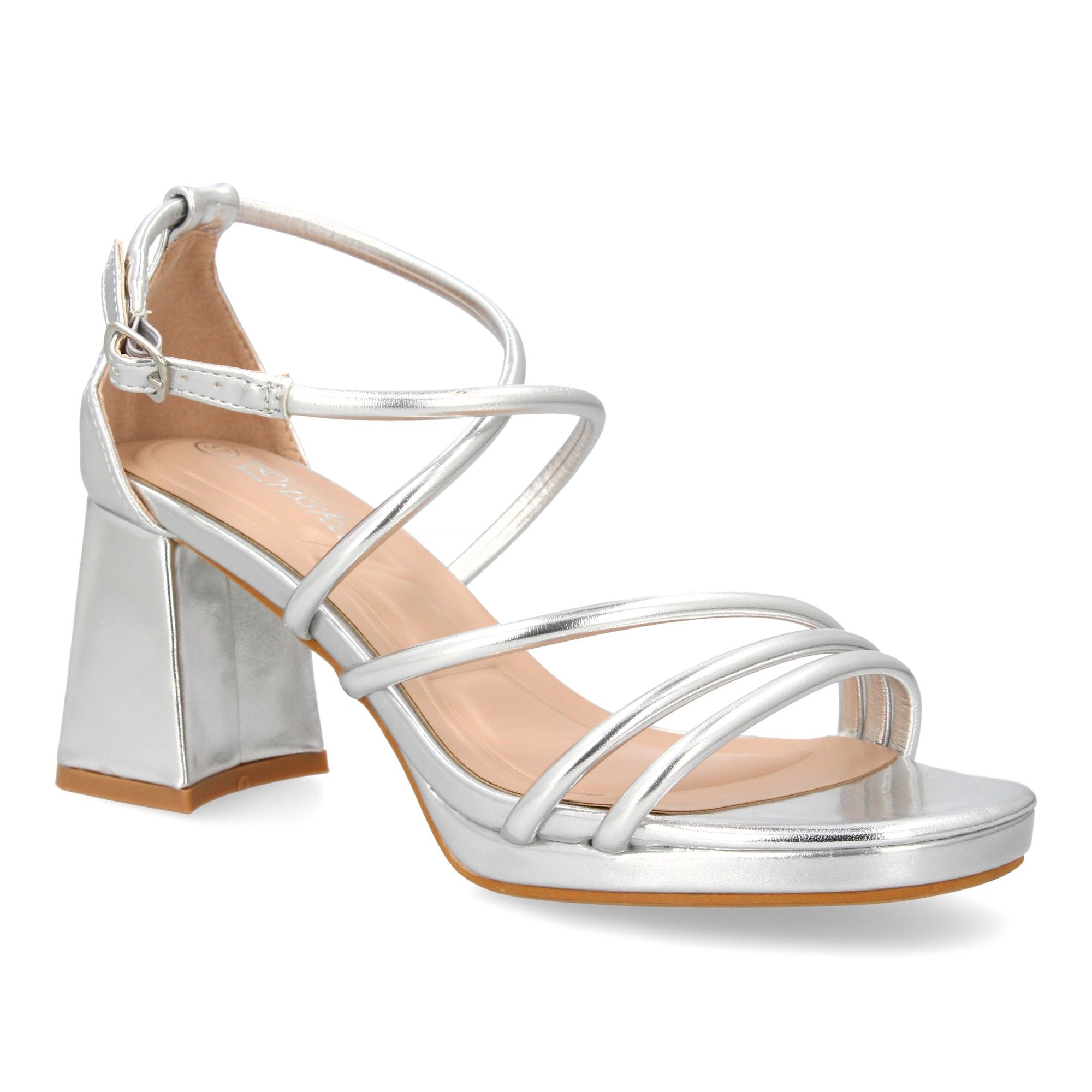 Sandalia de tacón con tiras finas para mujer - Imagen 3